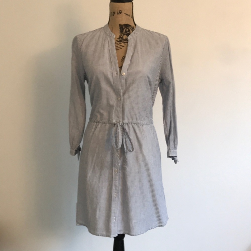 Blue Pinstripe Shirt Dress